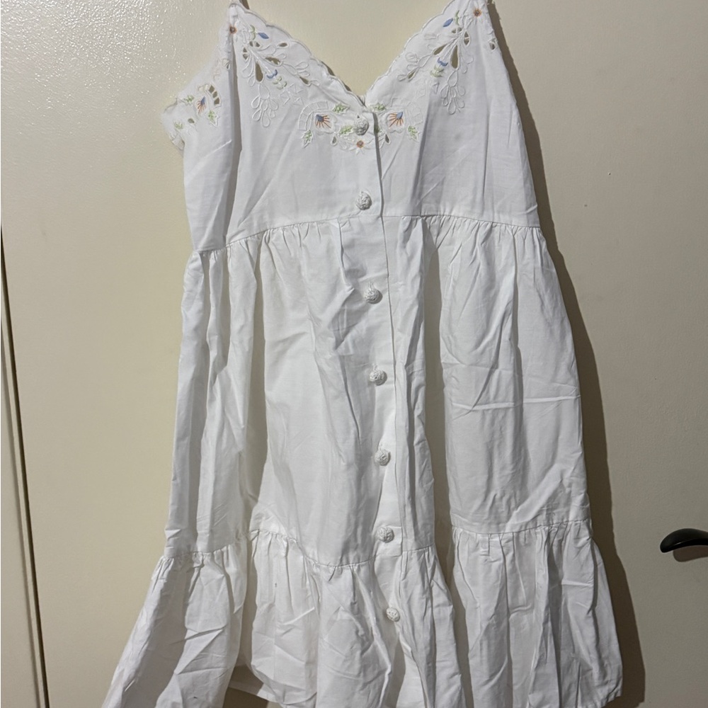Zara White Embroidered Mini Dress